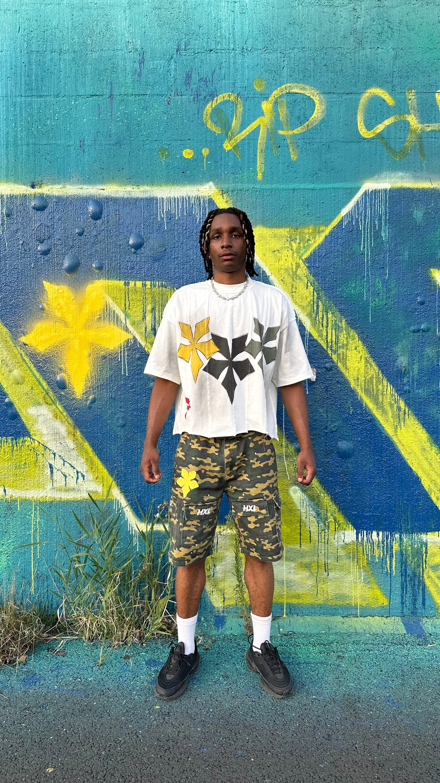 CAMO RHINESTONE HXL JORTS