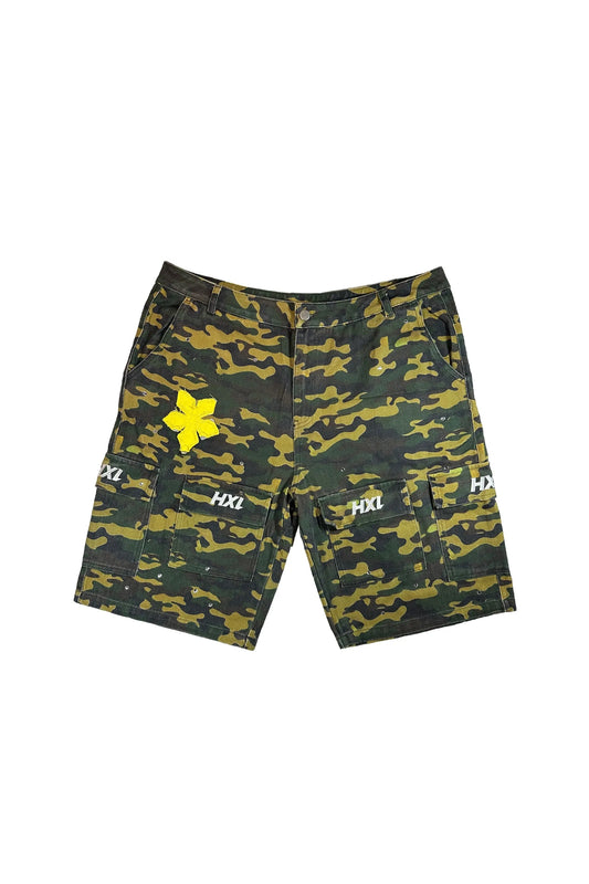 Short en jean camouflage strass HXL